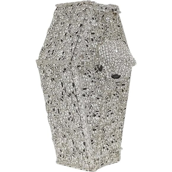 ⚡Women's Halloween Silver Cool Skull Evening Coffin Shaped Cross Rhinestone Bag - Picture 2 of 6